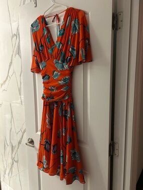 Diane Von Furstenberg red Floral Midi Dress